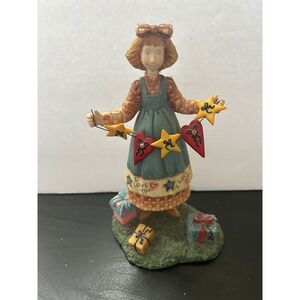 Ellen Stouffer Annies Love Figurine 1999 1st Edition Girl Hearts Stars Folk Art